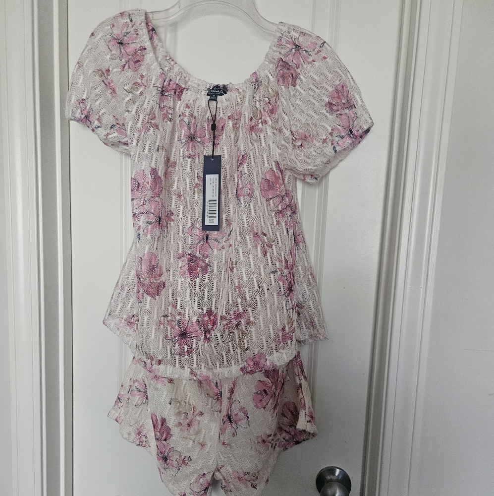 Lace & Floral Shorts Set